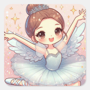 Ballerina quadratischer aufkleber