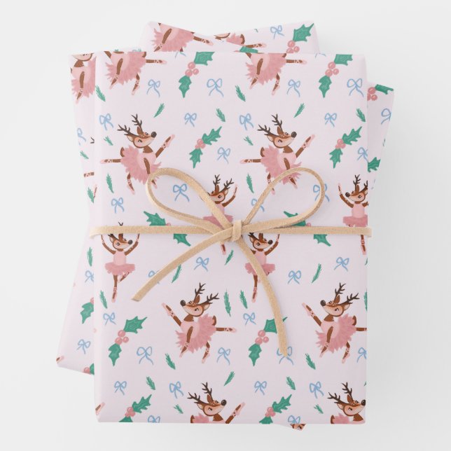 Ballerina Reindeer und Bows Weihnachten Geschenkpapier Set (Beispiel)