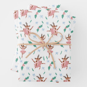 Ballerina Reindeer und Bows Weihnachten Geschenkpapier Set
