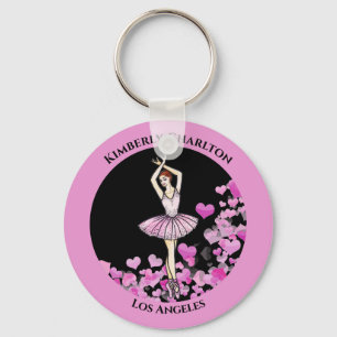 Ballerina Rosa Kleid mit dem Hintergrund des Herze Schlüsselanhänger