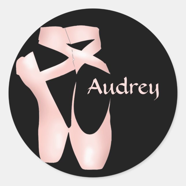 Ballerina Rosa Schnürschuhe Maßgeschneiderte Aufkl Runder Aufkleber (Vorderseite)