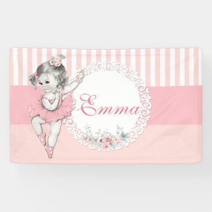 Ballerina Rosa Tüll rosa gestreift Blumen Banner