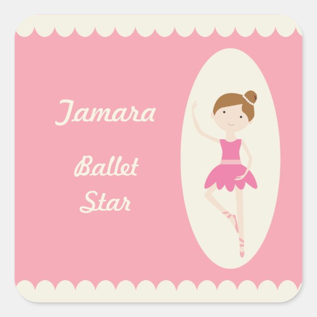 Ballerina rose 1 Stickers Carré (Devant)