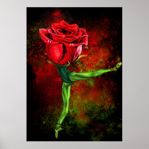 Ballerina Rose Ballet Dancer Poster - Malerei