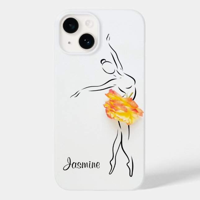 Ballerina Rose Ballett Tänzerin Personalisierter N Case-Mate iPhone 14 Hülle (Rückseite)