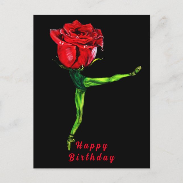 Ballerina Rose Balletttänzer Geburtstagskarte Postkarte (Vorderseite)