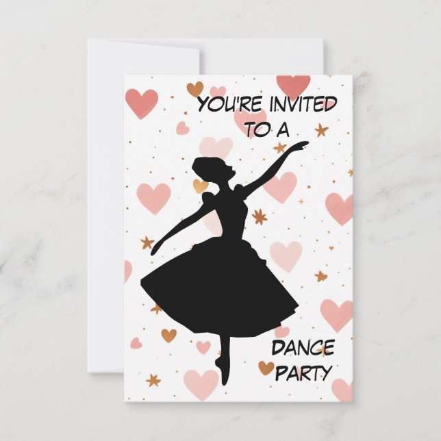 Ballerina Rose Gold Dance Party Einladung (Vorderseite)