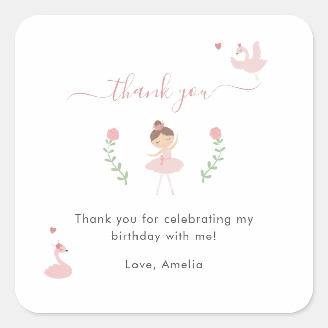 Ballerina rose Merci Favor Sticker (Devant)