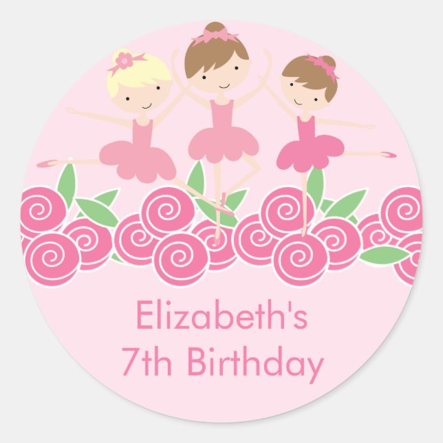 Ballerina rose Tutu Danse Anniversaire Sticker (Devant)