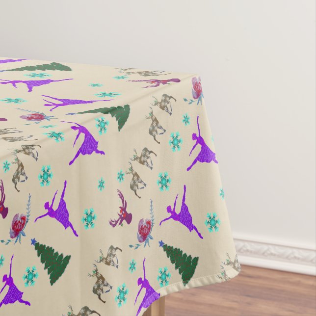 Ballerina Roses Deer Holiday Art  Tischdecke (Beispiel)