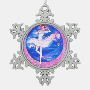 BALLERINA-SCHNEE-FLOCKEN-VERZIERUNG SCHNEEFLOCKEN Zinn-Ornament