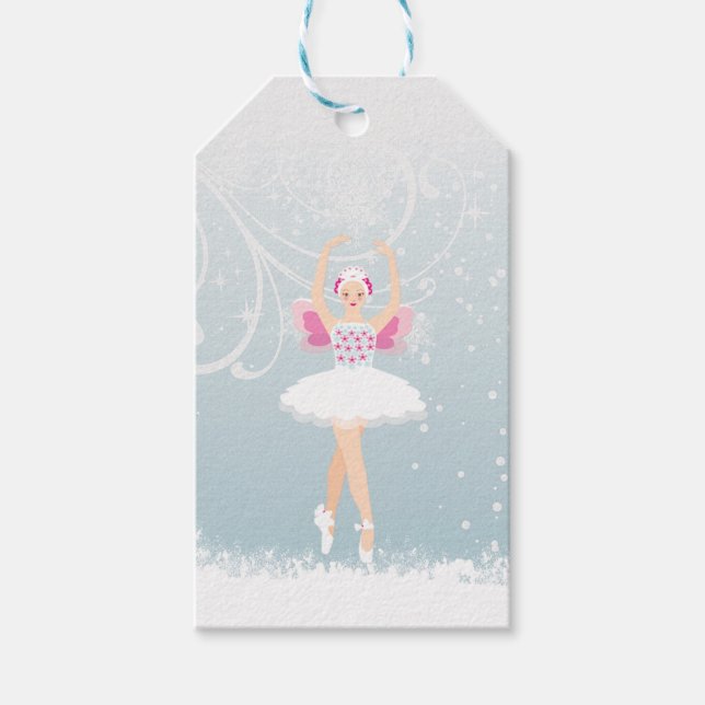 Ballerina, Schneeflocken Winter Wonderland Geschen Geschenkanhänger (Vorderseite)