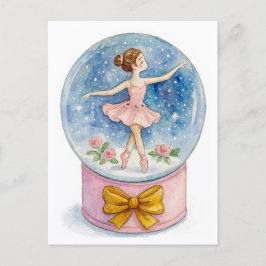 Ballerina-Schneekugel-Weihnachtspostkarte Feiertagspostkarte