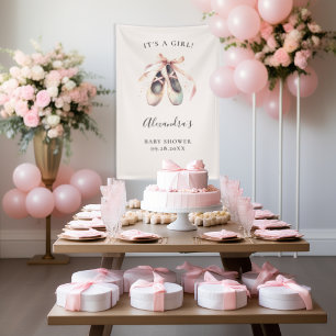 Ballerina Schuhe Pink Baby Girl Dusche Hintergrund Banner