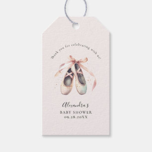 Ballerina Schuhe Pink Bow Gold Baby Girl Dusche Geschenkanhänger