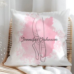 Ballerina Schuhe Rosa Wasserfarbe mit Namen Kissen