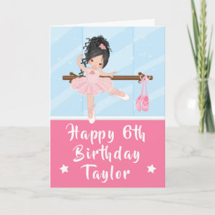 Ballerina Schwarze Haar Mädchen Rosa Alles Gute zu Karte