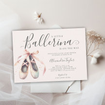 Ballerina Shoes Ribbons Pink Gold Baby Girl Shower