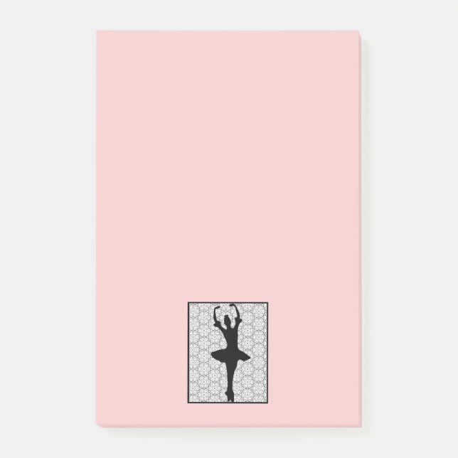 Ballerina-Silhouette auf einem hellrosa Untergrund Post-it Klebezettel (Vorderseite)