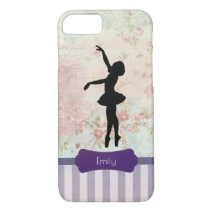 Ballerina Silhouette auf elegantem Vintagem Muster iPhone 8/7 Hülle
