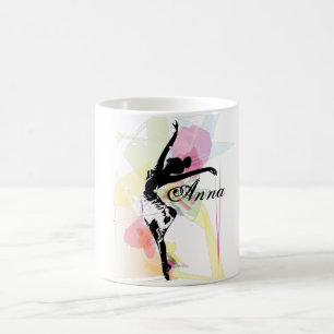Ballerina Silhouette farbig anpassbarer Name Kaffeetasse