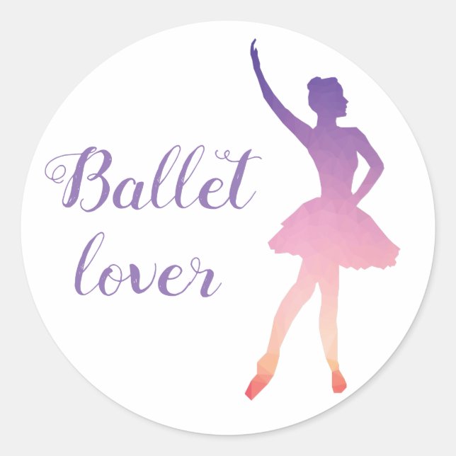 Ballerina Silhouette, Omelfarben, Ballettliebhaber Runder Aufkleber (Vorderseite)