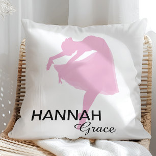 Ballerina Silhouette Rosa mit dem Namen Kissen