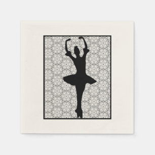 Ballerina Silhouette über ein Herz-Mandala-Muster Serviette