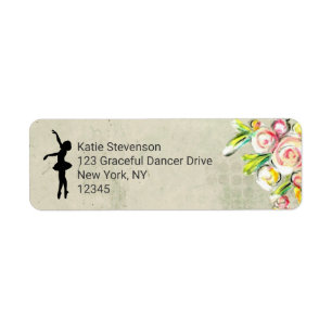 Ballerina-Silhouette über Vintages Blumendesign