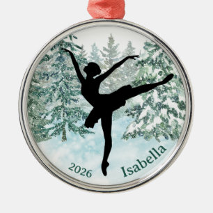 Ballerina-Silhouette Winterlandschaft Ornament Aus Metall