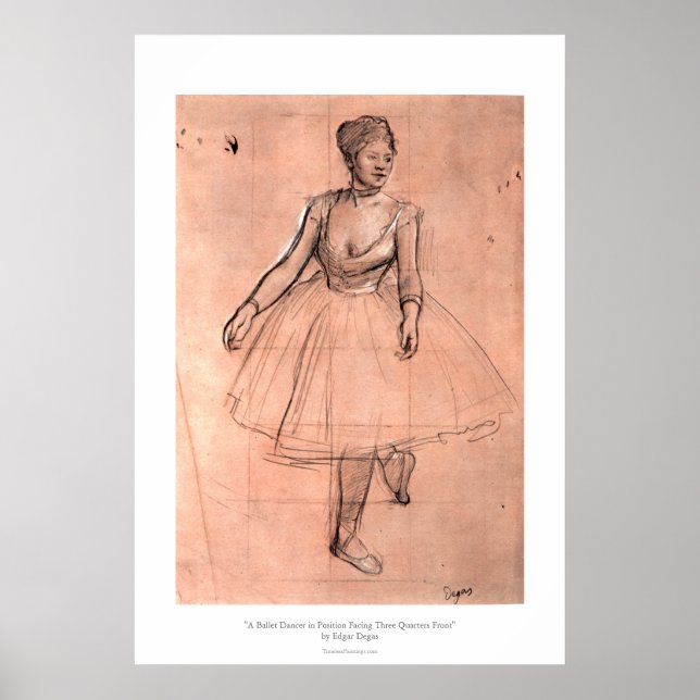 Ballerina-Sketch von Degas hübscher Balletttänzerk Poster (Vorne)