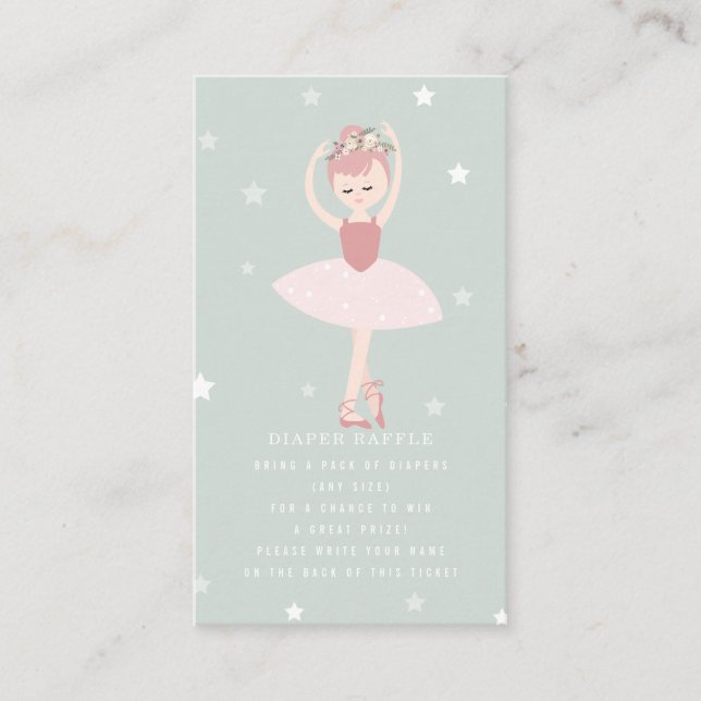 Ballerina Stars Blue Baby Diaper Begleitkarte (Vorderseite)