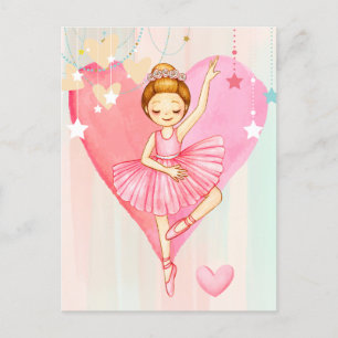 Ballerina Stars mignonnes et carte postale Coeur