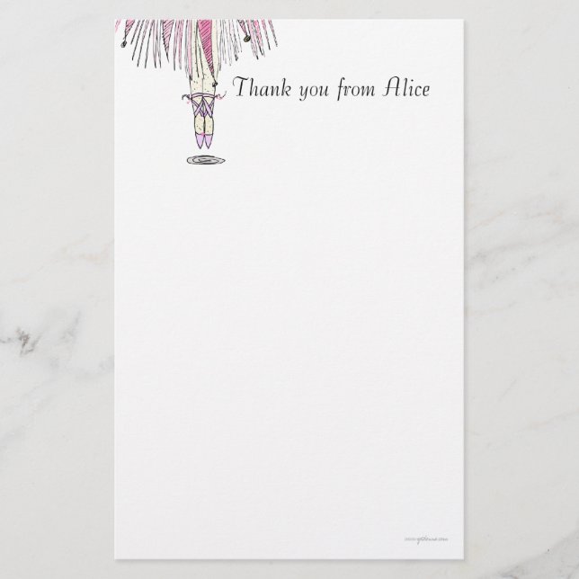 Ballerina Stationery - Alice in Pink und Lavernder Briefpapier (Vorderseite)