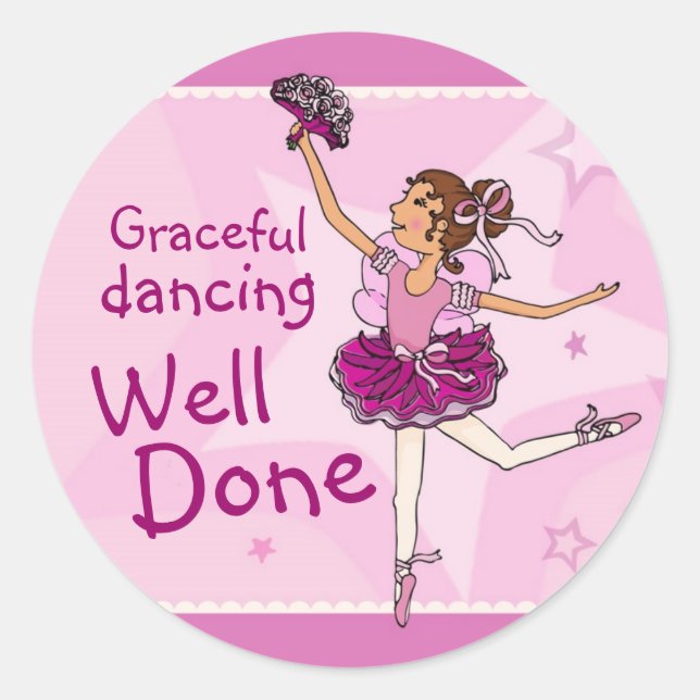 Ballerina sticker de danse gracieuse brunette/rose (Devant)