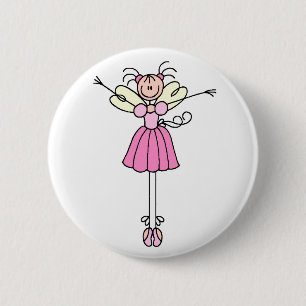 Ballerina-Strichmännchen-Knopf Button