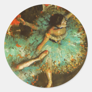 Ballerina Tanz Grüne Tänzerin Edger Degas Malerei Runder Aufkleber