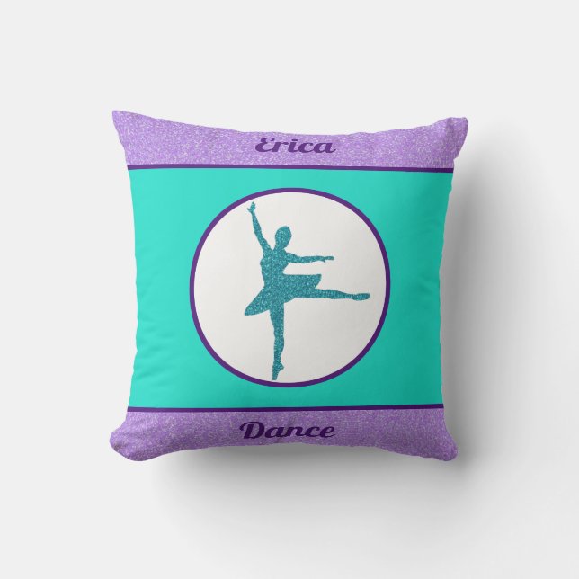 Ballerina-Tanz Lila / Türkis-Throw Kissen (Vorderseite)