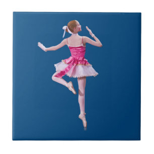 Ballerina-Tanzen auf blauer Fliese
