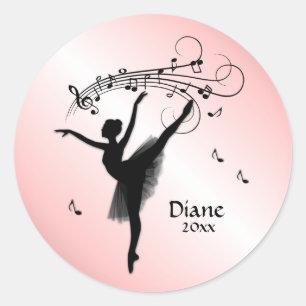 Ballerina Tanzen mit Musik Personal Runder Aufkleber