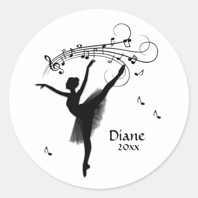 Ballerina Tanzen mit Musik Personal Runder Aufkleber (Vorderseite)