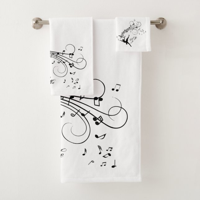 Ballerina Tanzen mit Musiknoten Badhandtuch Set (Insitu)