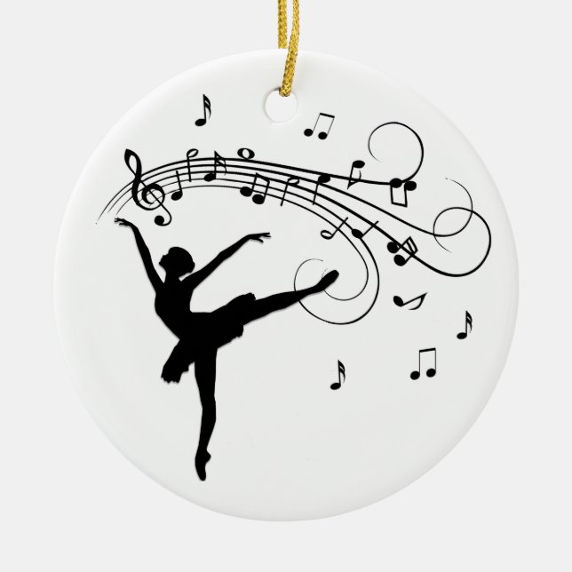 Ballerina Tanzen mit Musiknoten Keramik Ornament (Vorne)