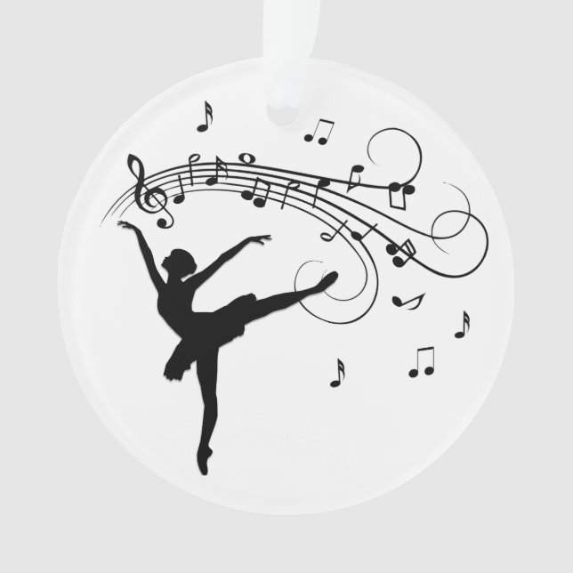 Ballerina Tanzen mit Musiknoten Ornament (Vorderseite)