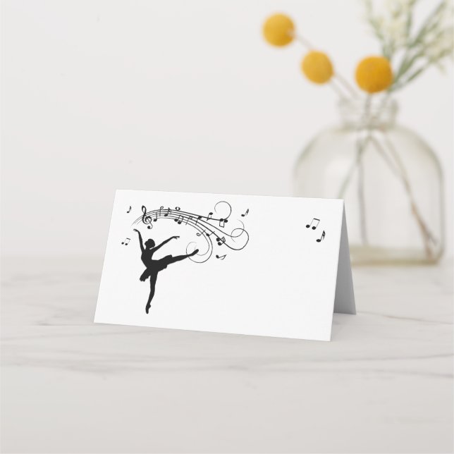 Ballerina Tanzen mit Musiknoten Platzkarte (Vorderseite)