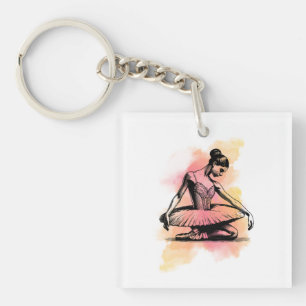 Ballerina tanzt in Farbe  Schlüsselanhänger