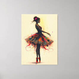 Ballerina Tanzt in Farbexplosion Leinwanddruck