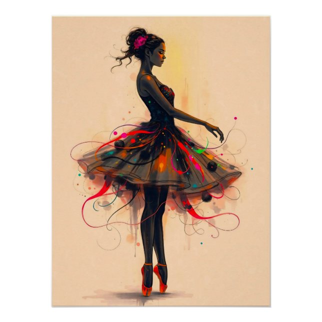Ballerina Tanzt in Farbexplosion Poster (Vorderseite)