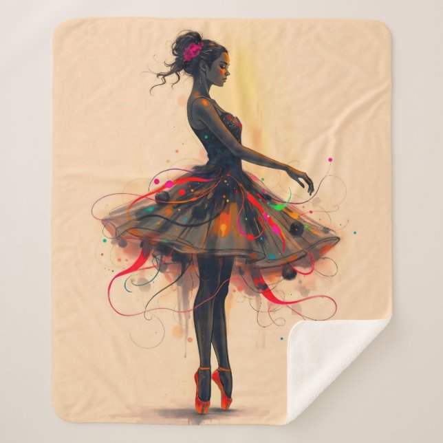 Ballerina Tanzt in Farbexplosion Sherpadecke (Vorderseite)