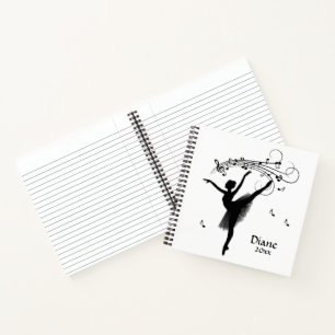 Ballerina tanzt mit Musik Persönlich Notizbuch